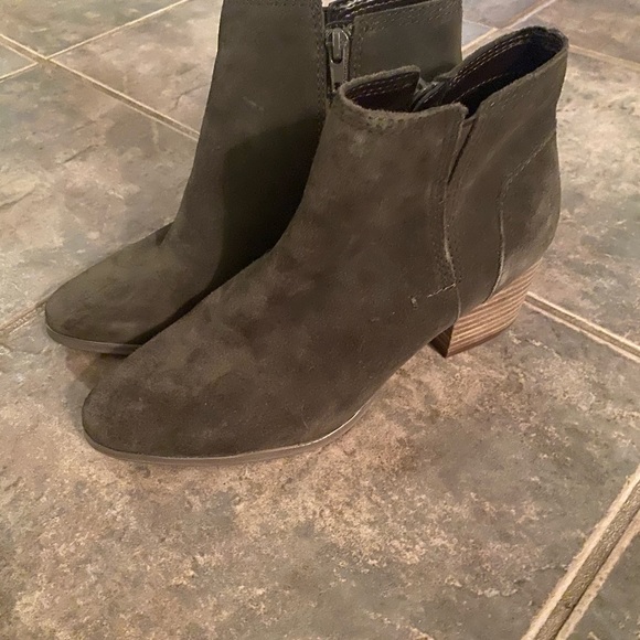 Olive Suede Booties - Picture 2 of 4